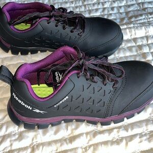 Reebok Women's Sublime Black and Purple Athletic Work Shoes
